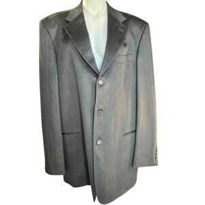 Hathaway Platinum Mens Size 44 Italian 100% Cashmere Black Suit Jacket 3-Button